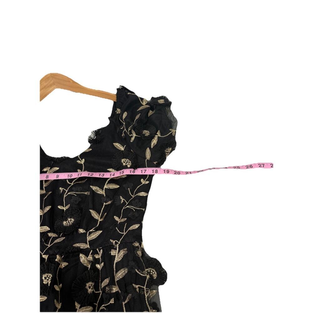 ARULA Black Maxi Dress with Cream Floral Stitching - Picture 9 of 9